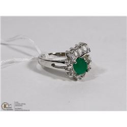 #67-EMERALD & CZ RING