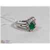 Image 1 : #67-EMERALD & CZ RING