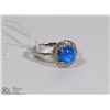 Image 1 : #44- AUSTRALIAN BLUE FIRE OPAL & CZ  RING