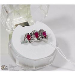 #68-RED RUBY & CZ RING