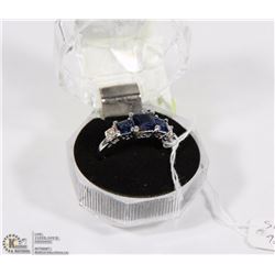 #58-BLUE SAPPHIRE & CZ RING