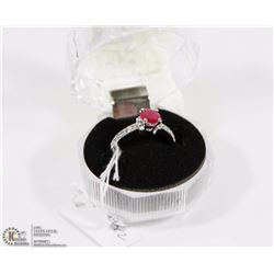 #72-RED RUBY & CZ RING