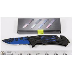 BLUE & BLACK MONSTER STYLE TACTICAL KNIFE.