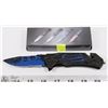 Image 1 : BLUE & BLACK MONSTER STYLE TACTICAL KNIFE.