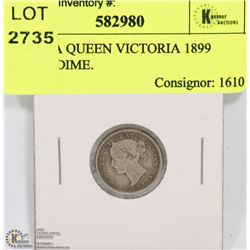 CANADA QUEEN VICTORIA 1899 SILVER DIME.