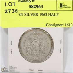 CANADIAN SILVER 1963 HALF DOLLAR.