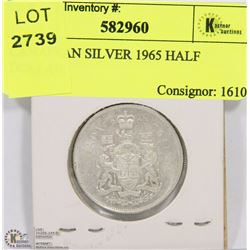 CANADIAN SILVER 1965 HALF DOLLAR.