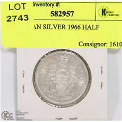 CANADIAN SILVER 1966 HALF DOLLAR.