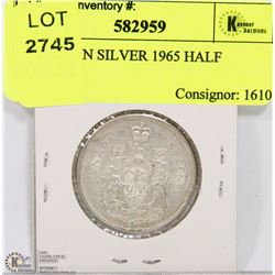 CANADIAN SILVER 1965 HALF DOLLAR.