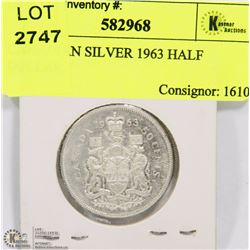 CANADIAN SILVER 1963 HALF DOLLAR.