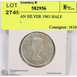 CANADIAN SILVER 1963 HALF DOLLAR.