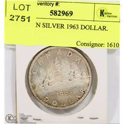 CANADIAN SILVER 1963 DOLLAR.