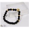 Image 1 : #37-NATURAL BLACK AGATE BEAD BRACELET /8MM