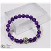 Image 1 : #30-NATURAL PURPLE AMETHYST BEAD BRACELET/8MM