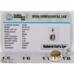 #87-NATURAL CAT'S EYE SILVER PENDANT