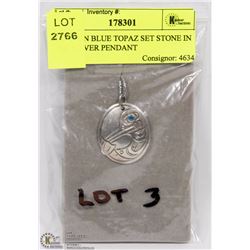 LONDON BLUE TOPAZ SET STONE IN .925 SILVER PENDANT