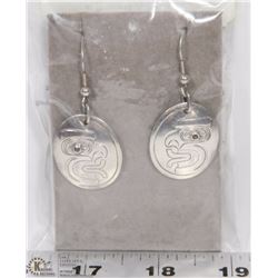 RED FIRE RUBY STONE EARRINGS, HAND CARVED NATIVE