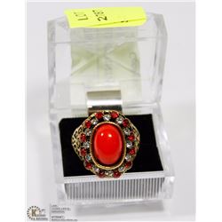 FACETED RED GARNET VINTAGE STYLE GEMSTONE