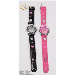 #9) 2PCS HELLO KITTY GIRSL WATCHES WITH BLACK &