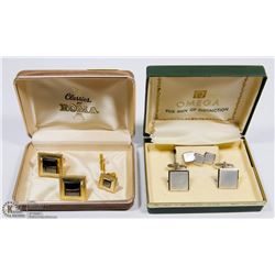 SET OF 2 VINTAGE CUFFLINKS W/TIE PIN