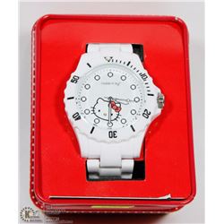 #3) HELLO KITTY WATCH WHITE STRAP