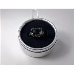 #18 - GOLD RHODIUM PLATED BLACK SAPPHIRE RING