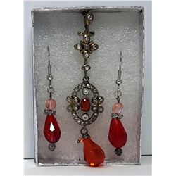 #10 - RED SWAROVSKI CRYSTAL EARRINGS & PENDANT