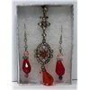 Image 1 : #10 - RED SWAROVSKI CRYSTAL EARRINGS & PENDANT