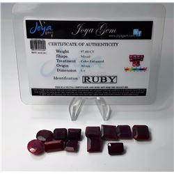 #11 - LOT OF 97.60 CT RED RUBY GEMSTONES & COA