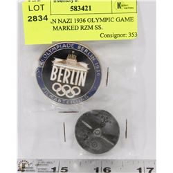 GERMAN NAZI 1936 OLYMPIC GAME BADGE MARKED RZM SS.