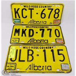 LOT OF 3 WILDROSE COUNTRY ALBERTA YELLOW LICENSE