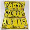 Image 1 : LOT OF 3 WILDROSE COUNTRY ALBERTA YELLOW LICENSE