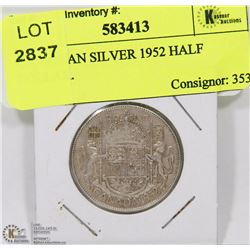 CANADIAN SILVER 1952 HALF DOLLAR.