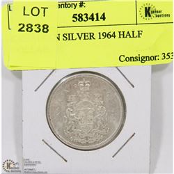 CANADIAN SILVER 1964 HALF DOLLAR.