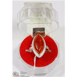 #28-AMBER GEMSTONES RING
