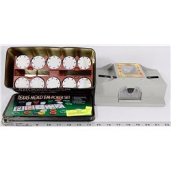 TEXAS HOLD'EM POKER SET W/ AUTOMATIC SHUFFLER