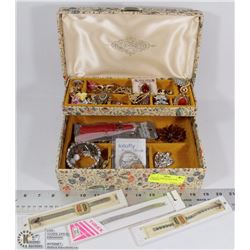 VINTAGE JEWELRY BOX WITH EARRINGS