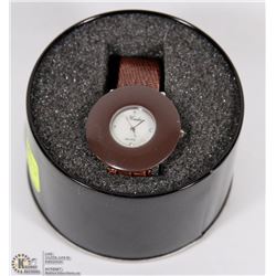 BROWN LEATHER WITH MOTHER OF PEARL FACE LADIES