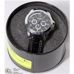 BLACK STRAP MEN'S FASHION WATCH.