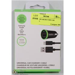 BELKIN 10W MICRO USB CAR CHARGER.