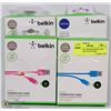 Image 1 : BUNDLE OF 4 BELKIN MICRO USB CABLES - MULTICOLORED