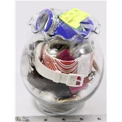 JAR OF VARIOUS WATCHES JEWELLRY