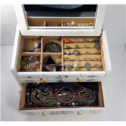 #4 - DECORATED WHITE LAQUER JEWELLERY BOX