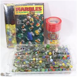 LARGE TRAY OF VINTAGE MARBLES STEEL