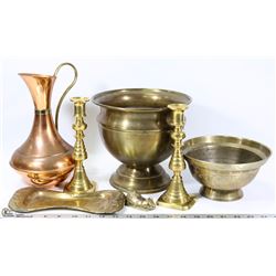 LARGE FLAT OF COPPER AND BRASS