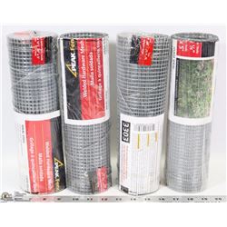 FOUR ROLLS OF WELDED WIRE MESH  11" X 60", MESH
