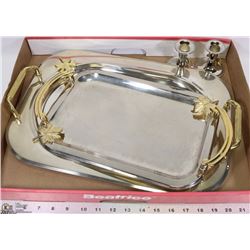 SET OF 2 MAPLE LEAF TRAYS AND CANDLE HOLDERS