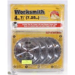 A SET OF 4 NEW WORKSMITH 7 1/4” CIRCULAR SAW BLADE