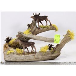 WOODEN TABLE TOP HUNTING SCENE DISPLAY