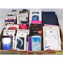 TRAY OF CELL PHONE COVERS.